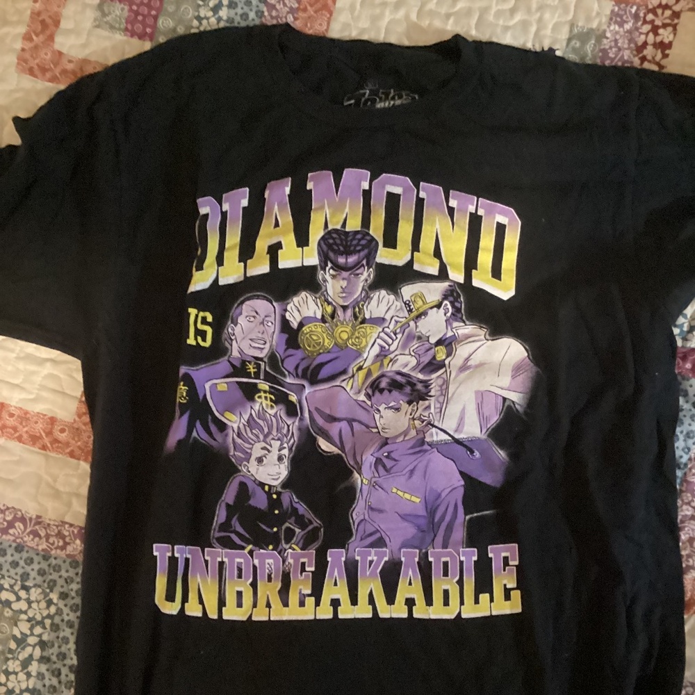JoJo’s Bizzare Adventure T-Shirt Medium, Unisex Black Diamond Is Unbreakable